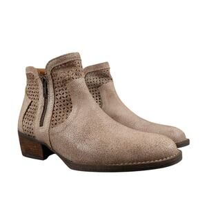 Corkys Shoes Womens 10 Booties Fashion Leather Double Zip Perforated Block Heel